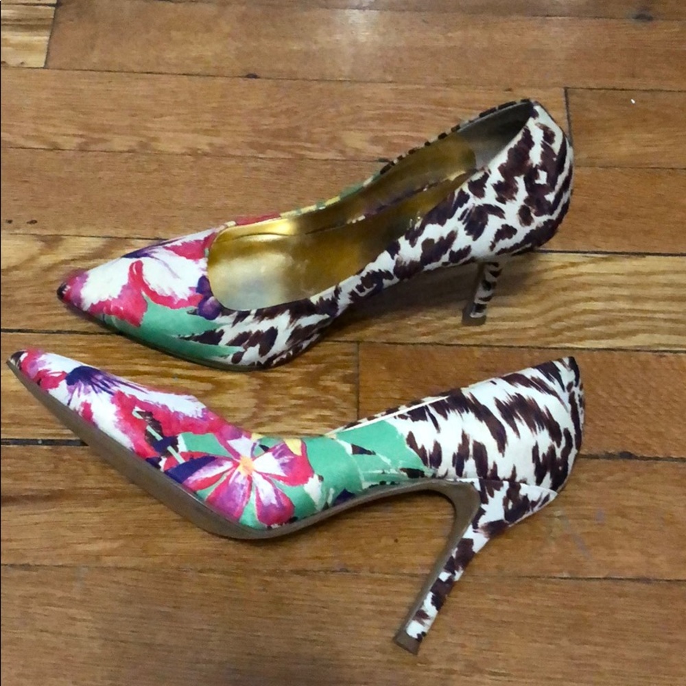 Nine West Pumps/Heels; Leopard/Floral Print Sz 5.5